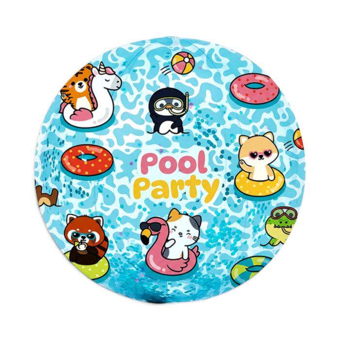 Summertime Adoramals Pool Party Inflatable Glitter Beach Ball