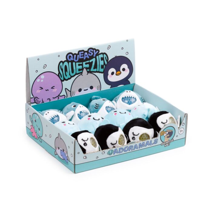 Queasy Squeezies Adoramals Sealife Octopus, Shark, Penguin Plush Squeezy Toy