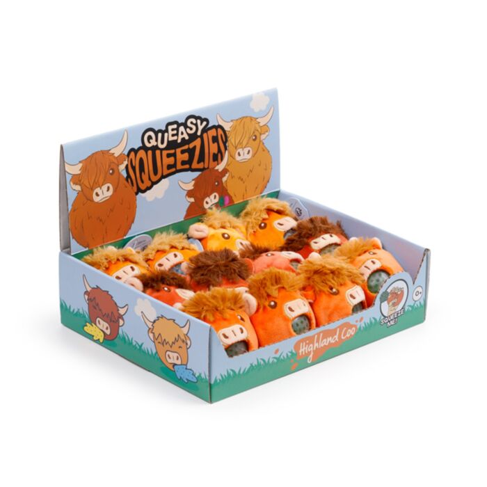 Queasy Squeezies Highland Coo Cow Plush Squeezy Toy