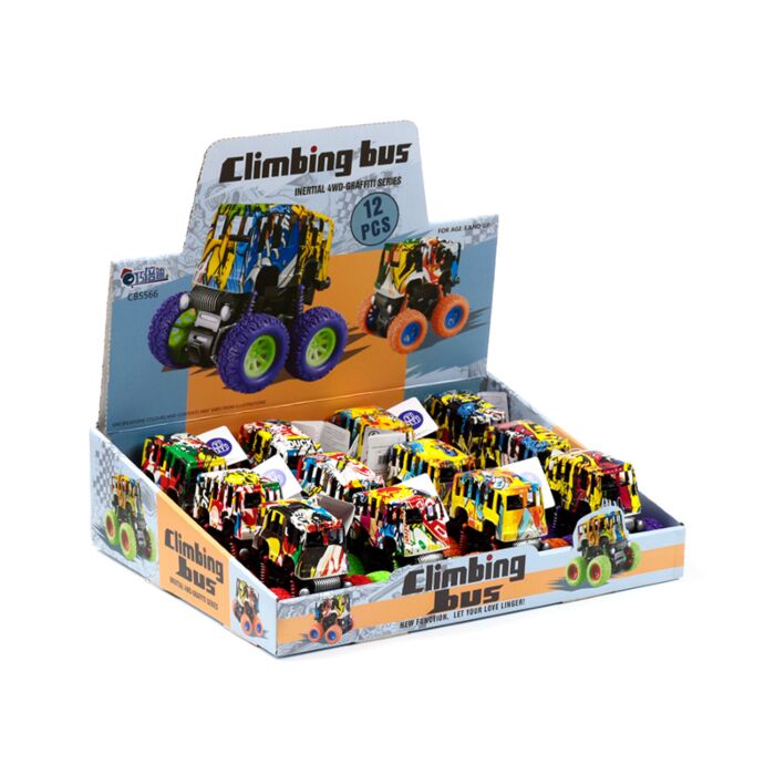 Stunt Graffiti Bus Friction Push/Pull Action Toy