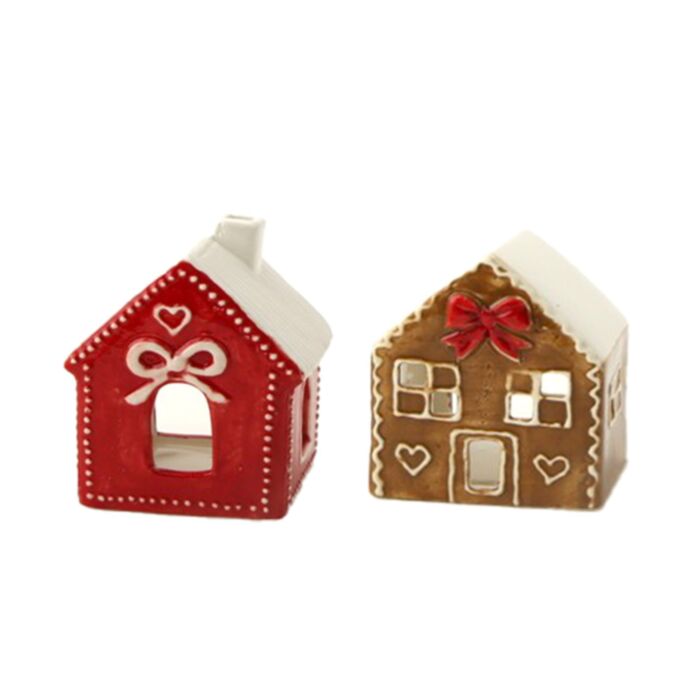 Christmas Gingerbread House Tea Light Candle Holder - Ribbons