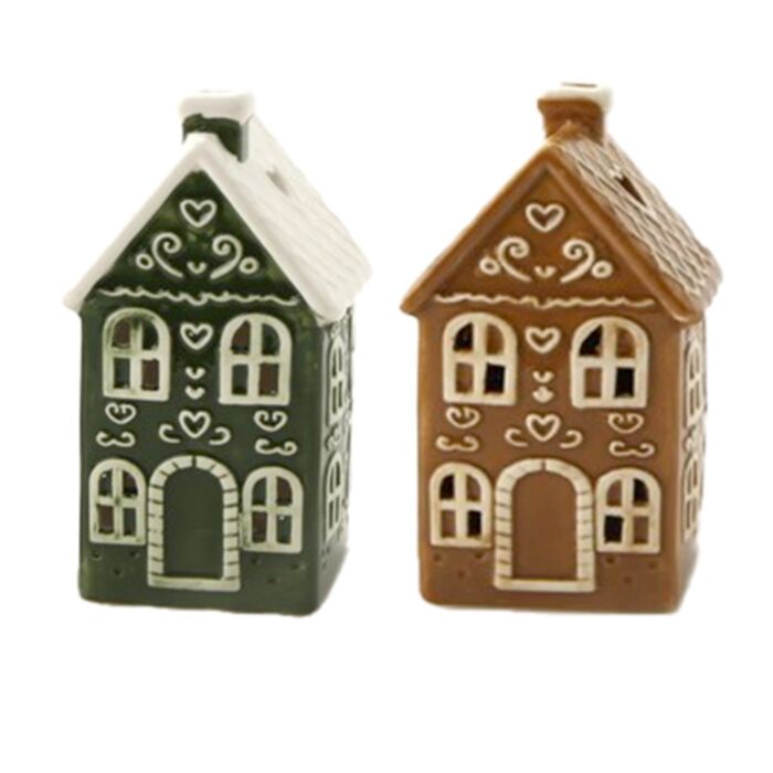Christmas Gingerbread House Tea Light Candle Holder - Town House