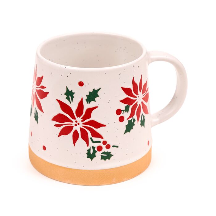 Poinsettia Tapered Stoneware Mug