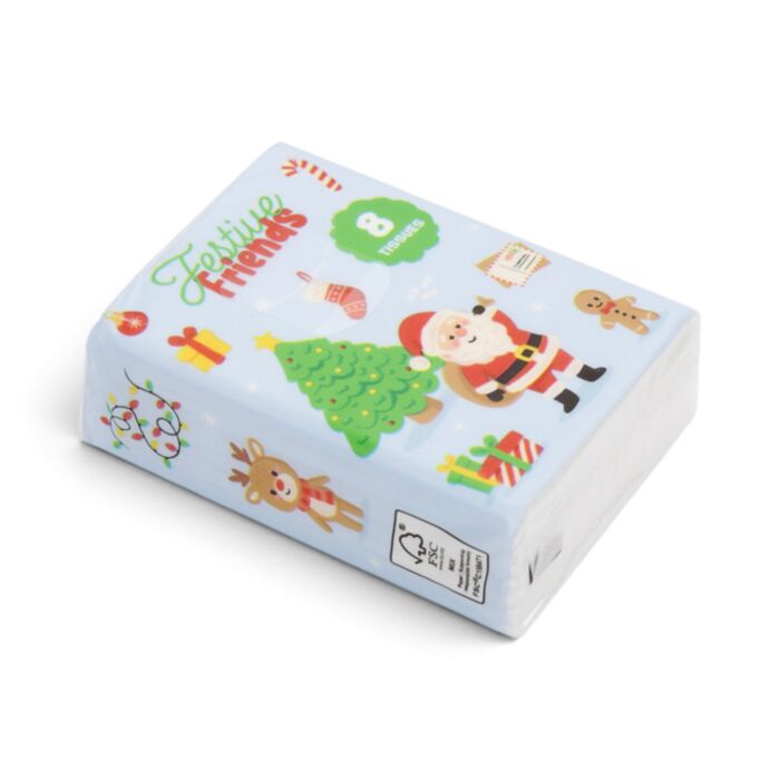 Festive Friends Christmas Pack of 8 Pocket Tissues