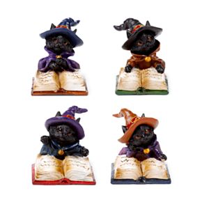 Witches Magical Black Cat Reading from Spell Book
