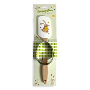 Springtime Bunny Rabbit Spatula & Egg Shaped Cookie Cutter Set