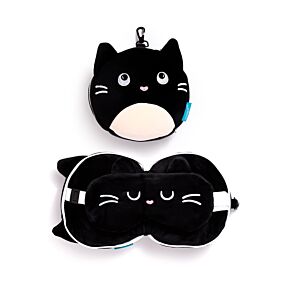 Relaxeazzz Feline Fine Cat Plush Travel Pillow & Eye Mask