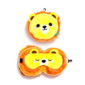 Relaxeazzz Lion Plush Travel Pillow & Eye Mask
