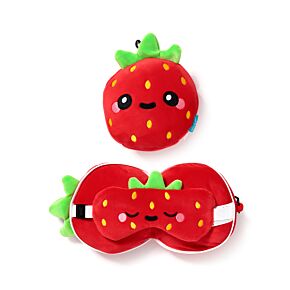 Relaxeazzz Elidi the Strawberry Foodiemals Travel Pillow & Eye Mask