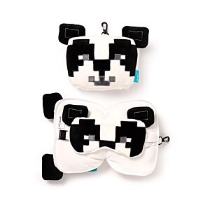 Relaxeazzz Minecraft Panda Shaped Plush Travel Pillow & Eye Mask
