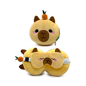 Relaxeazzz Duke the Capybara Plush Travel Pillow & Eye Mask