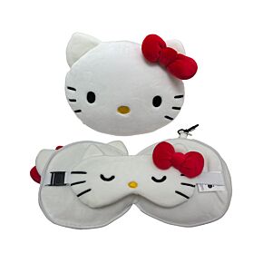Relaxeazzz Hello Kitty Plush Travel Pillow & Eye Mask