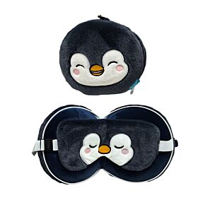 Relaxeazzz Adoramals Nico the Penguin Plush Travel Pillow & Eye Mask