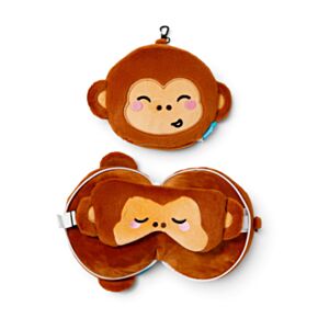 Relaxeazzz Adoramals Jeremy the Monkey Plush Travel Pillow & Eye Mask