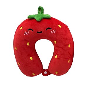 Relaxeazzz Foodiemals Ellie the Strawberry Plush Kids Memory Foam Travel Pillow