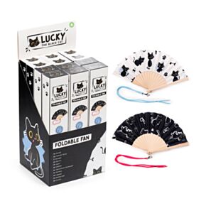 Lucky the Black Cat Folding Hand Fan