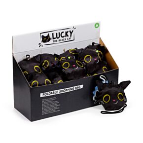 Foldable Reusable Shopping Bag Lucky the Black Cat