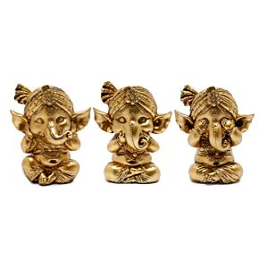 Set of 3 Gold Ganesh Hear No Speak No See No Evil Set of 3 Gold Ganesh Hear No Speak No See No Evil