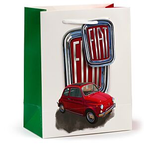 Fiat 500 Retro Red & White Gift Bag Medium