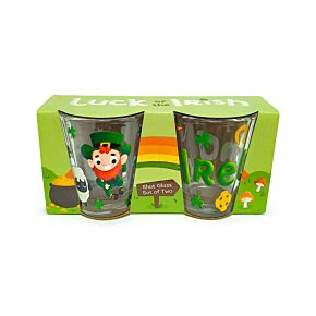 Set of 2 Ireland Luck of the Irish Leprechaun Glass Shot Glasses (50ml) Set of 2 Ireland Luck of the Irish Leprechaun Glass Shot Glasses (50ml)