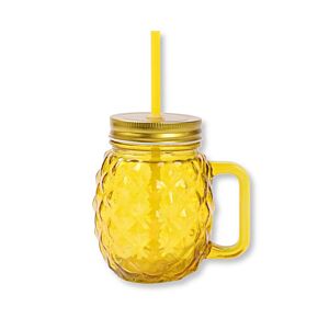 Foodiemals Pineapple Shaped Mason Jar with Straw & Lid