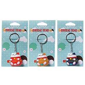 Maneki Neko Lucky Cat 3D PVC Keyring