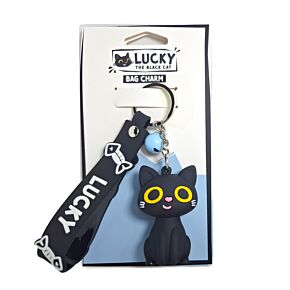 Lucky the Black Cat 3D Bag Charm Keyring