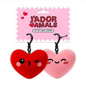 Squidglys J'Adoramals Heart Pink & Red Mini Keyring Set of 2