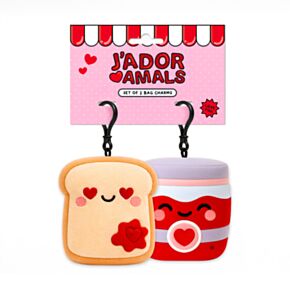 Squidglys J'Adoramals Heart Toast & Jam Shaped Mini Keyring Set of 2