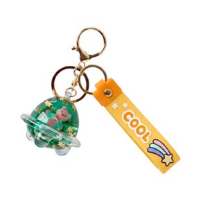 QuirKeys Spaceship Pig Liquid Keyring PVC Bag Charm