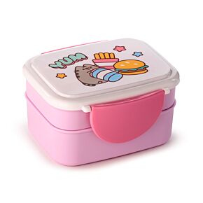 Pusheen the Cat Core Clip Lock Stacked Bento Lunch Box with Cutlery