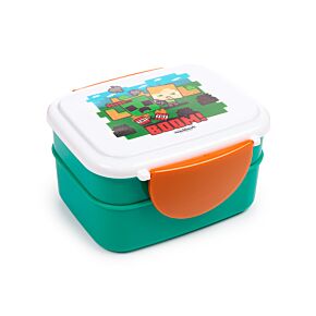 Minecraft SSS BOOM Clip Lock Stacked Bento Lunch Box with Cutlery