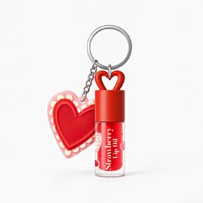 Amore Heart Strawberry Lip Oil Stick with Charm Keyring