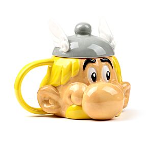 Asterix Ceramic Head Shaped Mug with Hat Lid Asterix Ceramic Head Shaped Mug with Hat Lid