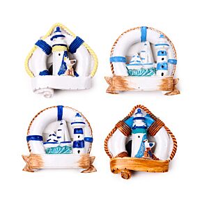 Souvenir Seaside Magnet Life Rings with Boats & Lighthouses