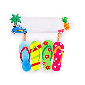 Souvenir Seaside Magnet Flip Flop Shaped with Sign