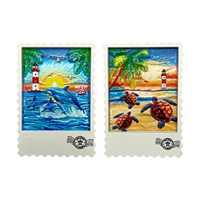 Souvenir Seaside Magnet Stamp Shaped with Turtles & Dolphins