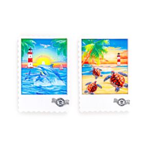 Souvenir Seaside Magnet Stamp Shaped with Turtles & Dolphins