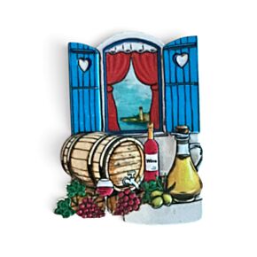 Souvenir Seaside Magnet Shuttered Windows with Wine