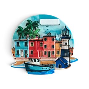 Souvenir Seaside Magnet Lighthouse, Houses & Boat