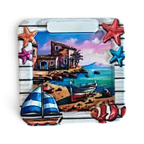 Souvenir Seaside Magnet Nautical Window Beach with Fish