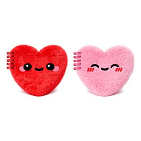 J'Adoramals Heart Pink & Red Plush Heart Shaped Mini Notebook
