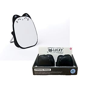 Lucky the Black Cat Free Standing Mini Compact Mirror Lucky the Black Cat Free Standing Mini Compact Mirror