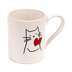 Cat with Heart Stoneware Mug