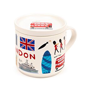 London Souvenir Porcelain Mug & Coaster Lid Set London Souvenir Porcelain Mug & Coaster Lid Set