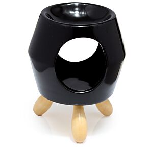 Eden Black Abstract Ceramic Oil Burner with Feet