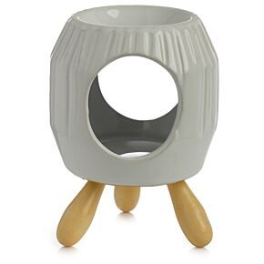 Eden White Abstract Ridged Ceramic Oil Burner with feet