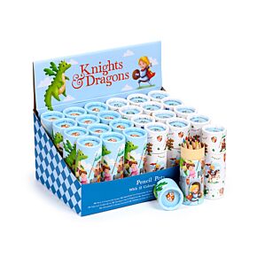 Knights & Dragons Pencil Pot with 12 Colouring Pencils