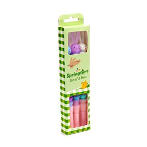 Springtime Bunny Rabbit Shaped Fine Tip Pen Set of 3