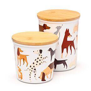 Barks Dog Set of 2 RPET & Bamboo Storage Jars S/M